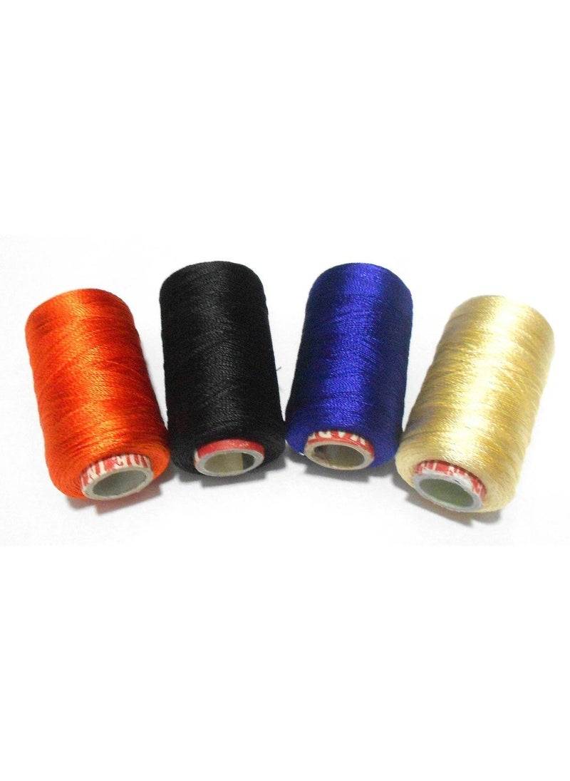 GOELX Goelx Shiny Soft Silk Thread for Beading, Tassel Making and Jewellery Making - Orange,Black,Peacock Blue,Cream 