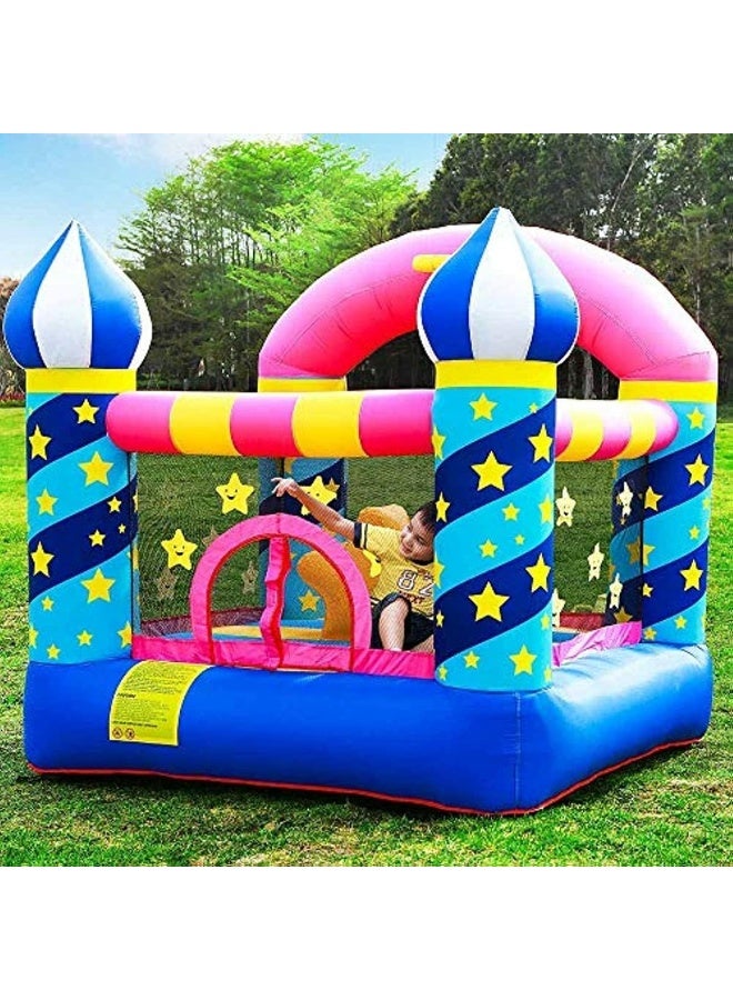 Rainbow Toys RBW TOYS Bounce House For Kids Outdoor Inflatable Bounce House Children Air Castle Bodyguard Starry Trampoline Basketball Box With Blower, Size 225x220x215cm - Image 1