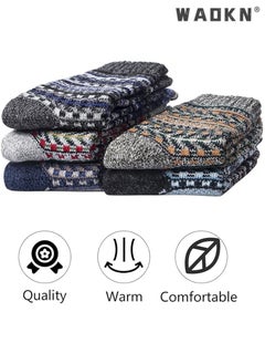 WAOKN Women's Vintage Wool Socks Special Offer, Thick Knitted Winter Warm Socks, Winter Essential Gift Option, Casual Cotton Stretchy Novelty Socks,Casual Socks- Perfect for Everyday Wear (5 Pairs)  - Image 3