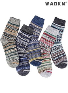 WAOKN Women's Vintage Wool Socks Special Offer, Thick Knitted Winter Warm Socks, Winter Essential Gift Option, Casual Cotton Stretchy Novelty Socks,Casual Socks- Perfect for Everyday Wear (5 Pairs)  - Image 2