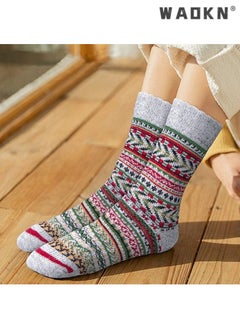 WAOKN Women's Vintage Wool Socks Special Offer, Thick Knitted Winter Warm Socks, Winter Essential Gift Option, Casual Cotton Stretchy Novelty Socks,Casual Socks- Perfect for Everyday Wear (5 Pairs)  - Image 5