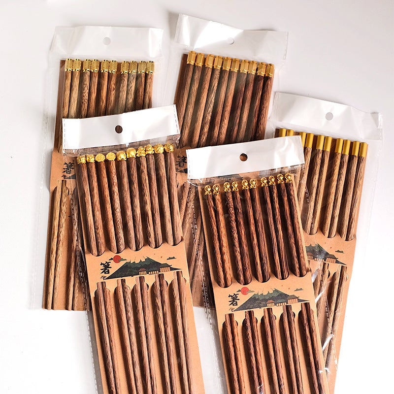 Chinese Style Chicken Wing Wood Suit Chopsticks Solid Wood Tableware Mahogany National Tide Home Lettering Stall Opp Bag - Image 3