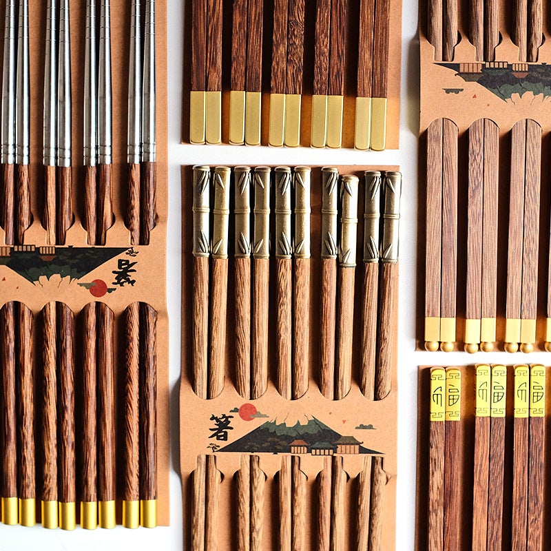 Chinese Style Chicken Wing Wood Suit Chopsticks Solid Wood Tableware Mahogany National Tide Home Lettering Stall Opp Bag - Image 4