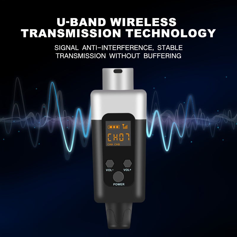 نظام ميكروفون لاسلكي UHF مع التحكم في مستوى الصوت، قابل للتوصيل والتشغيل، يشمل ميكروفونين للحزام وميكروفونين للسماعة الرأسية، مناسب للفصول الدراسية والكنائس والمحاضرات والغناء والأنشطة الخارجية. - Image 3