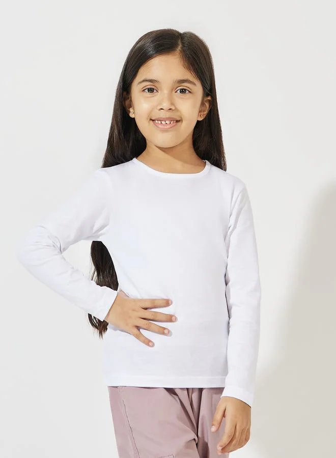 ستايلي تيشيرت اساسي سادة بأكمام طويلة