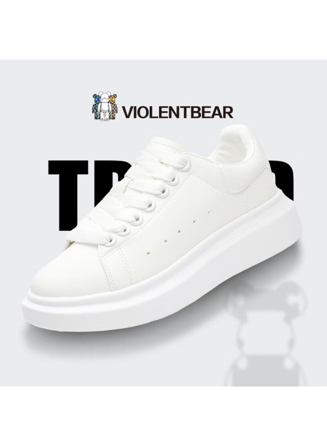Violentbear Men's And Women's Shoes, Mcqueen-style Platform Sneakers, Autumn Breathable Trendy Casual Shoes, Genuine Leather Couple's Classic Versatile Low-top Shoes