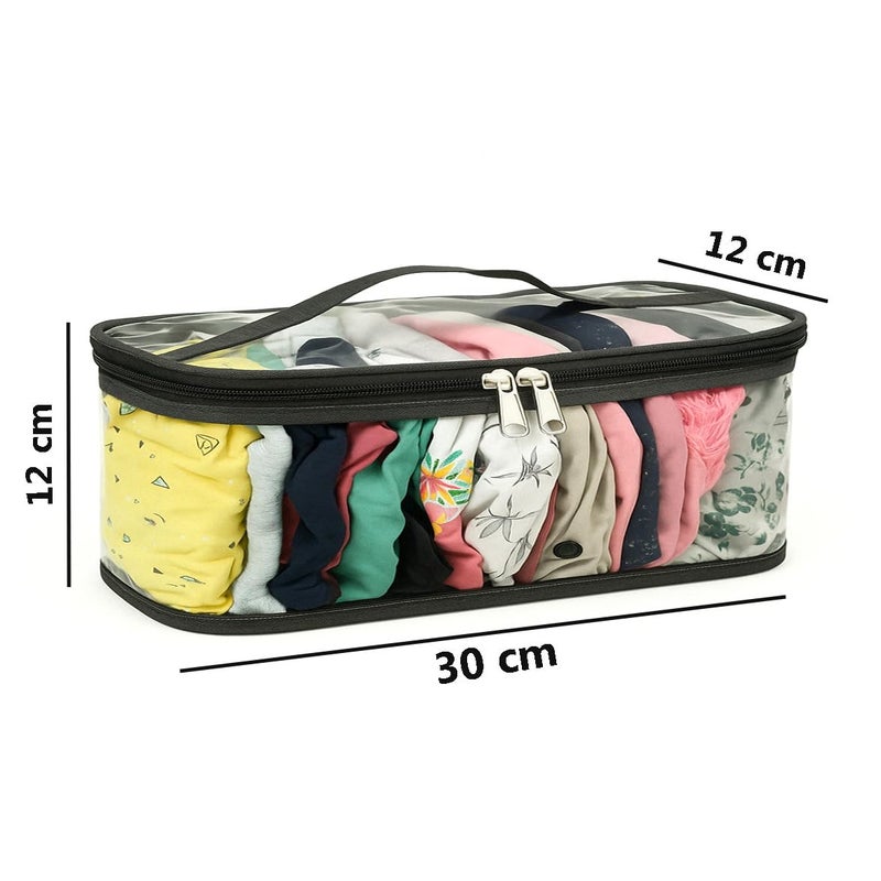 GROFFY Plastic Drawer Organizers for Underwear,Innerwear Organizer Legging Storage Bag Dupatta Organizer Bag,Storage Organizer Pouch,Wardrobe Organizer,Undergarment Organiser (SET OF 1),Transparent - Image 2