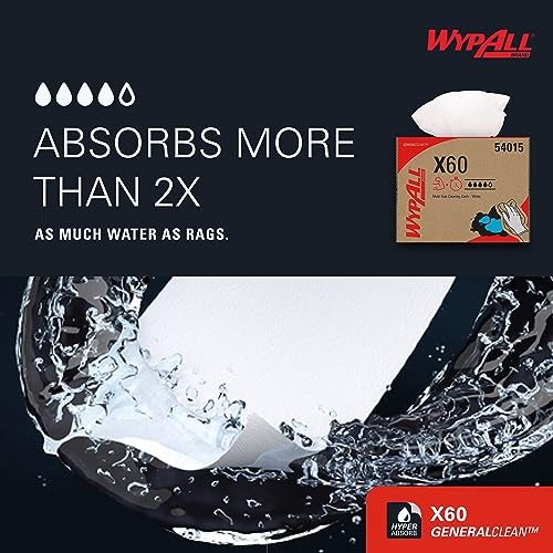 WypAll GeneralClean X60 Cloths Multi-Task Cleaning Wipes (54015), Brag Box, Strong and Absorbent Towels, White (1 Pack of 236 Sheets, 236 Sheet Total) - Image 5