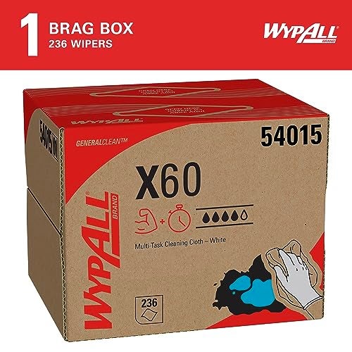 WypAll GeneralClean X60 Cloths Multi-Task Cleaning Wipes (54015), Brag Box, Strong and Absorbent Towels, White (1 Pack of 236 Sheets, 236 Sheet Total) - Image 2