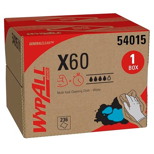 WypAll GeneralClean X60 Cloths Multi-Task Cleaning Wipes (54015), Brag Box, Strong and Absorbent Towels, White (1 Pack of 236 Sheets, 236 Sheet Total) - Image 1