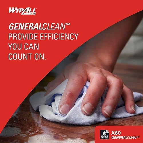 WypAll GeneralClean X60 Cloths Multi-Task Cleaning Wipes (54015), Brag Box, Strong and Absorbent Towels, White (1 Pack of 236 Sheets, 236 Sheet Total) - Image 4