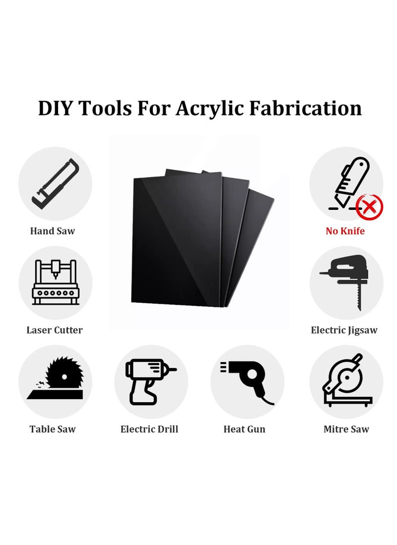 Excefore - 12x12 Acrylic Sheets, 2 Pack 0.125 inch 3mm Black Plexiglass Sheets, Black Plasitc Board with Protective Paper for DIY Project, Craft, Picture Frames, Sign, Weding invitaton - Image 1