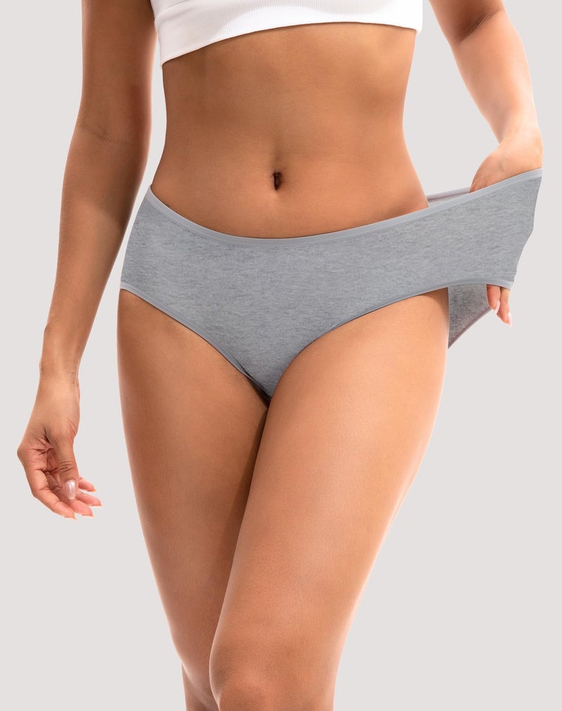 INNERSY Womens Underwear Cotton Hipster Panties Regular & Plus Size 6-Pack, French Grey, Small - Image 2