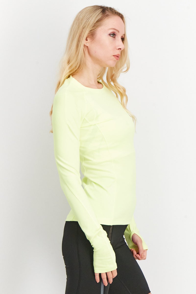 Adidas Women Sportswear Fit Long Sleeve Brand Logo, Lime Green - Image 4