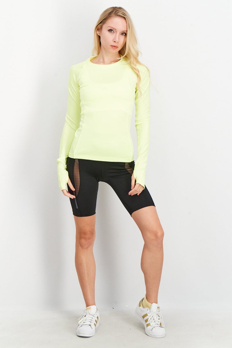 Adidas Women Sportswear Fit Long Sleeve Brand Logo, Lime Green - Image 3