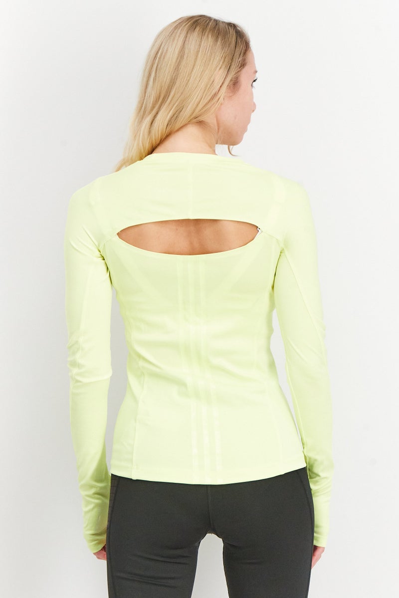 Adidas Women Sportswear Fit Long Sleeve Brand Logo, Lime Green - Image 2