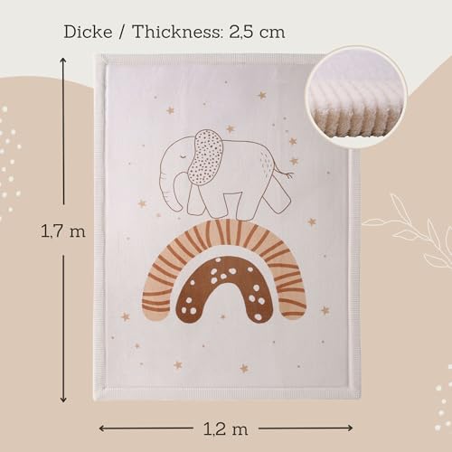 Hakuna Matte CloudSoft Baby Play Mat for Floor 47 x 67 Rainbow Elephant – Coral Velvet Memory Foam Rug for Crawling Cozy Play – Non-Slip, Water-Resistant, Easy-Care Tummy Time Mat, Playmat for Playpen - Image 2