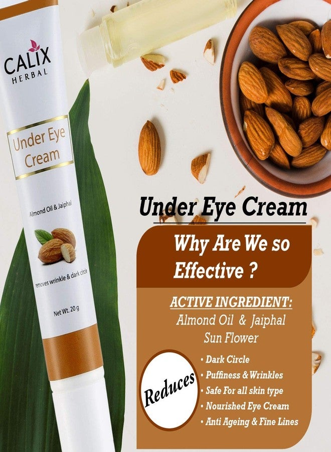 Calix Herbal كريم تحت العين العضوي النقي والأيورفيدي من كاليكس لتقليل الهالات السوداء، الانتفاخ، التجاعيد والأكياس مع زيت اللوز وجايفال - مناسب لجميع أنواع البشرة (20 جرام) - Image 5
