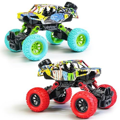Beestech 63 Inch Monster Truck Toys for Boys 3 4 5 6 7 Years Old Pull Back Friction Powered Truck Vehicles Play Sets 2 Pack - Image 1