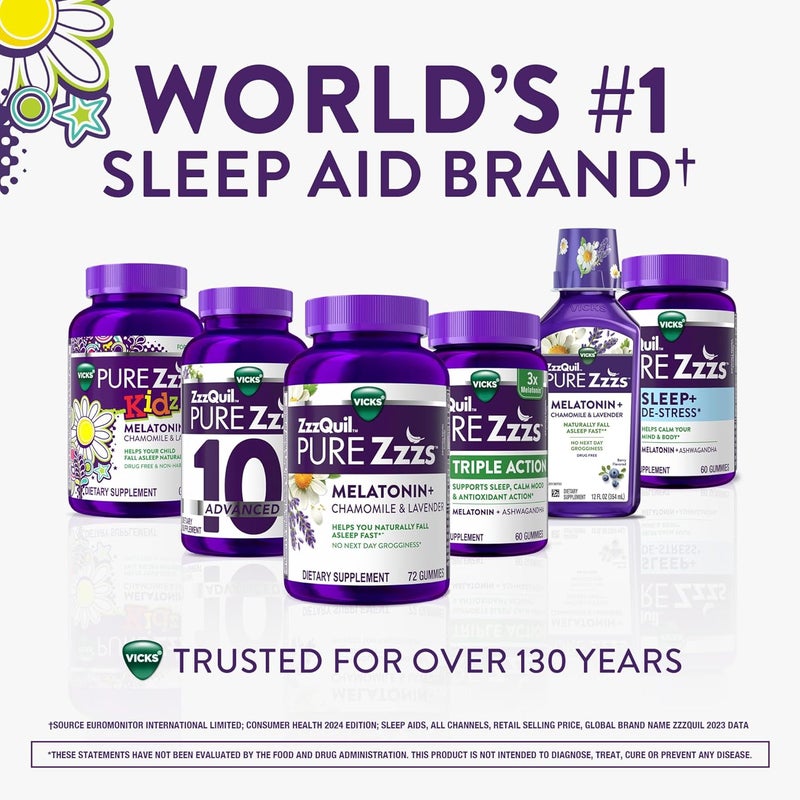 ZzzQuil حبوب النوم للأطفال من PURE Zzzs Kidz بمادة الميلاتونين بنكهة التوت 72 حبة - Image 5