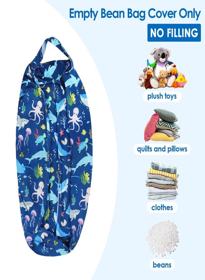 Decalsweet Kids Bean Bag Chair-Cover Only-Large Stuffed Animal Storage Bean Bag for Girls Boys Indoor Outdoor (No Filling),Underwater - Image 3