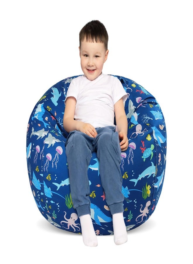 Decalsweet Kids Bean Bag Chair-Cover Only-Large Stuffed Animal Storage Bean Bag for Girls Boys Indoor Outdoor (No Filling),Underwater - Image 1