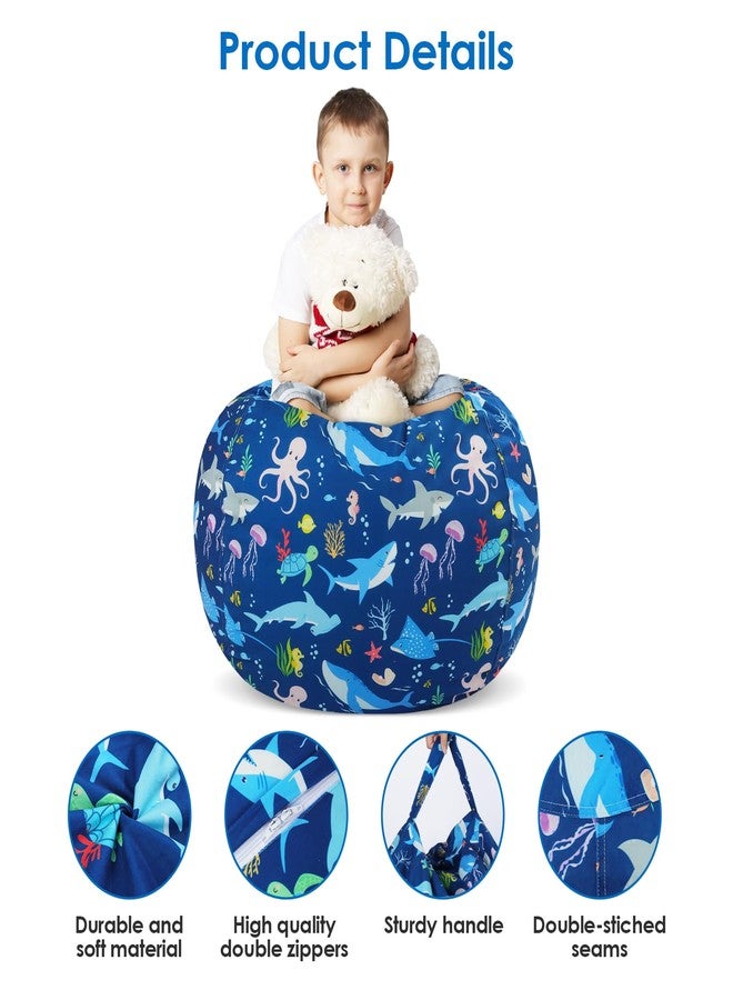 Decalsweet Kids Bean Bag Chair-Cover Only-Large Stuffed Animal Storage Bean Bag for Girls Boys Indoor Outdoor (No Filling),Underwater - Image 4
