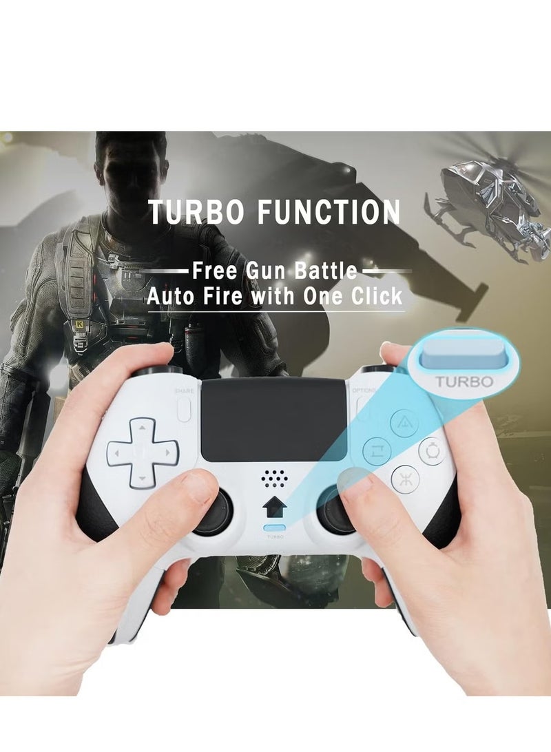 XICEN Wireless Game Controller Compatible with PS4/Slim/Pro/PC, Built-in 800mAh Rechargeable Battery, Dual Shock, 6-Axis Motion Control Turbo (White & Black) - Image 2