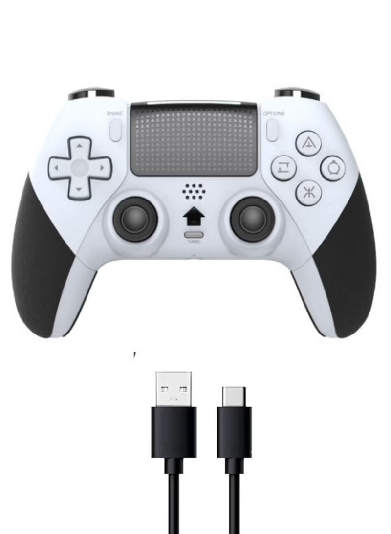 XICEN Wireless Game Controller Compatible with PS4/Slim/Pro/PC, Built-in 800mAh Rechargeable Battery, Dual Shock, 6-Axis Motion Control Turbo (White & Black) - Image 1