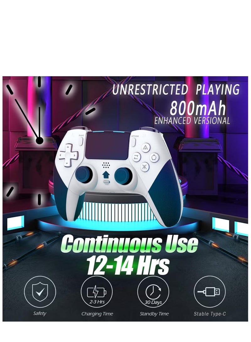 XICEN Wireless Game Controller Compatible with PS4/Slim/Pro/PC, Built-in 800mAh Rechargeable Battery, Dual Shock, 6-Axis Motion Control Turbo (White & Black) - Image 5