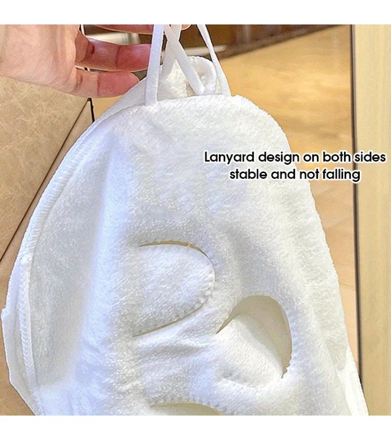 Soft Light Beige Single Hole Hot And Cold Compress Face Towel Thermal Relax For Facial Cleansing Eye And Jaw Coverage Spa Home Travel Bathroom Essentials Modern Facial Care Home Spa Treatment Cozy Spa Accessory High Quality Textile Beauty Tool Skincare Routine Round Shape Durable Textile - Image 3