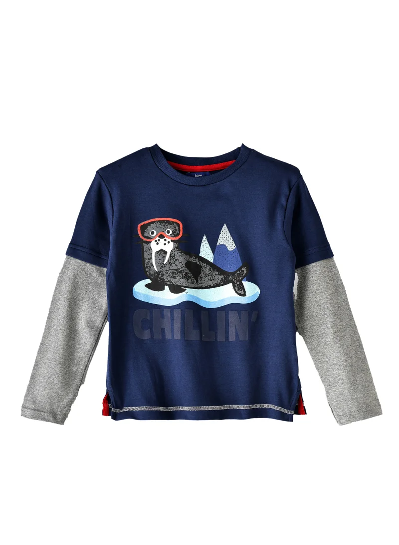 JAM Boys' 'Chillin' Walrus Graphic Long-Sleeve Tee