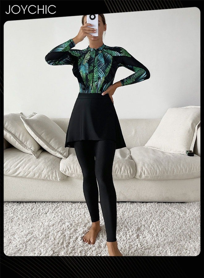 Joychic ملابس السباحة الصيفية المحتشمة للنساء المسلمات ذات الأكمام الطويلة لحماية من الشمس وتجفيف سريع وقابلة للتنفس لملابس الشاطئ - Image 1