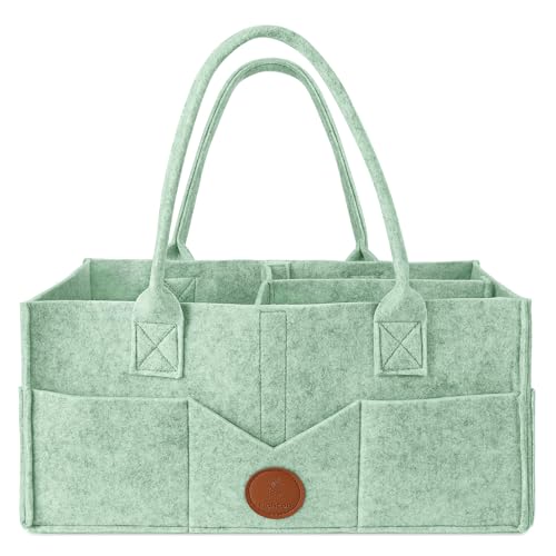 Maliton Baby Diaper Caddy Nursery Storage Bin Car Organizer with Handle Large Felt Bag for Newborn essentials Boy or Girl Changing Table Organizer for Baby Stuff 15 x 9 x 7Baby Shower Basket - Image 1