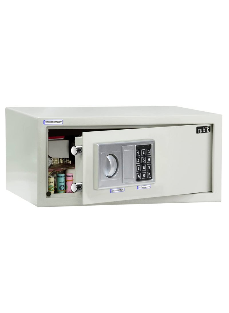 Rubik Safe Box Wide Hotel Size Locker with Digital Number Keypad and Key for A4 Documents Home Office Laptop Macbook Tablets Camera Cash Jewelry (35x43x20cm) White  - Image 1