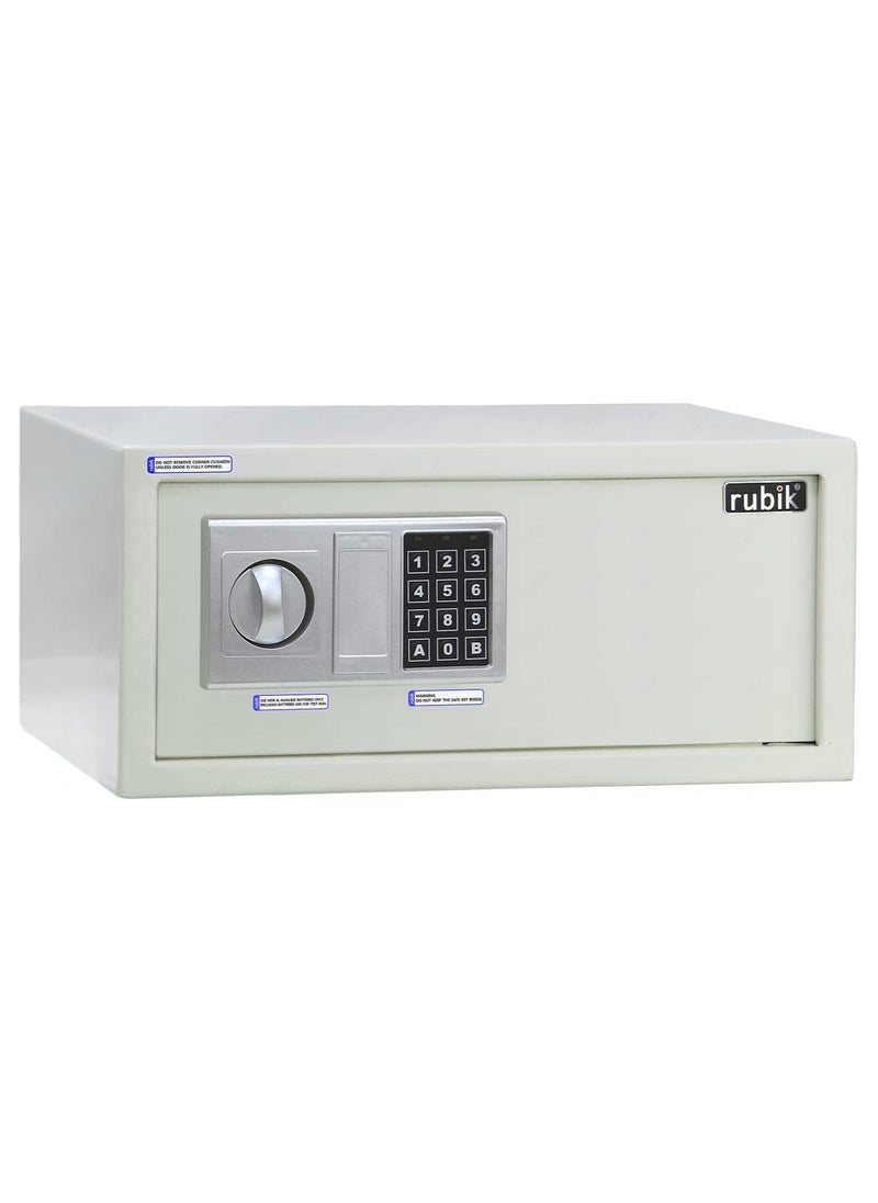 Rubik Safe Box Wide Hotel Size Locker with Digital Number Keypad and Key for A4 Documents Home Office Laptop Macbook Tablets Camera Cash Jewelry (35x43x20cm) White  - Image 2
