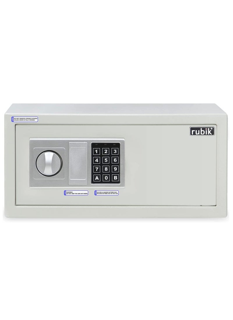 Rubik Safe Box Wide Hotel Size Locker with Digital Number Keypad and Key for A4 Documents Home Office Laptop Macbook Tablets Camera Cash Jewelry (35x43x20cm) White  - Image 5