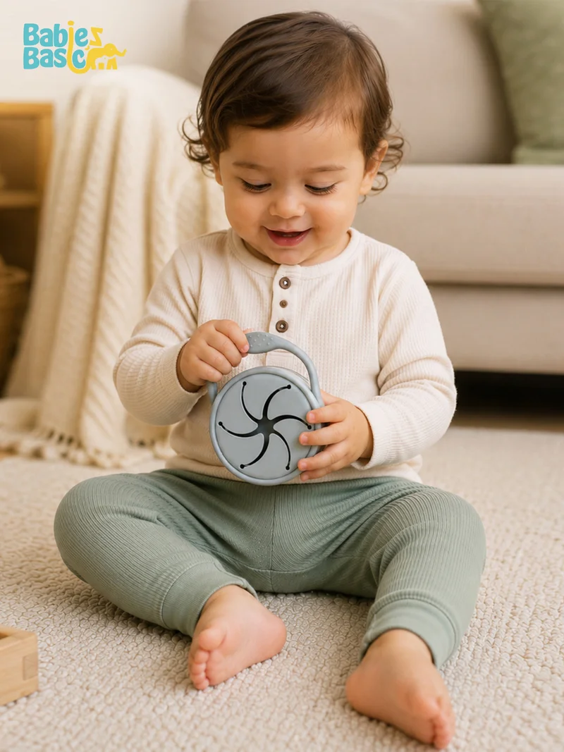 Babies Basic Babies Basic Collapsable Silicone Snack Cup/Box for Kids, Gray