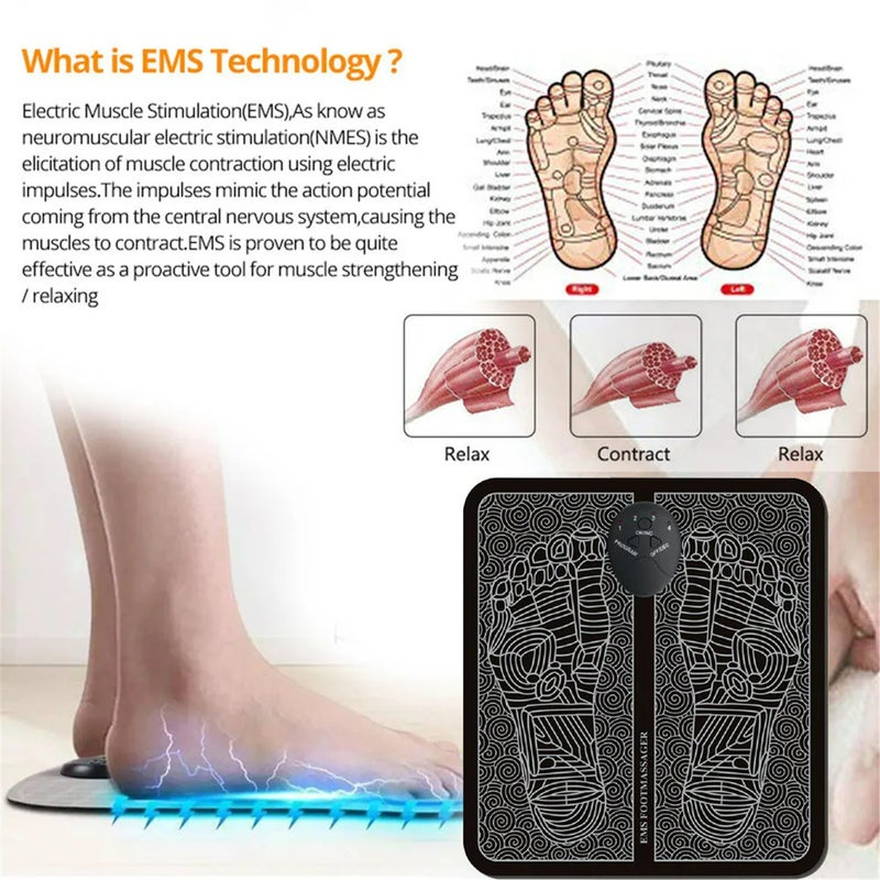 EMS Pulse Foot Mat Electric Foot Massager Pad Battery Powered Foot Circulation Massager Relief Pain Relax Lightweight for Hiking - Image 4