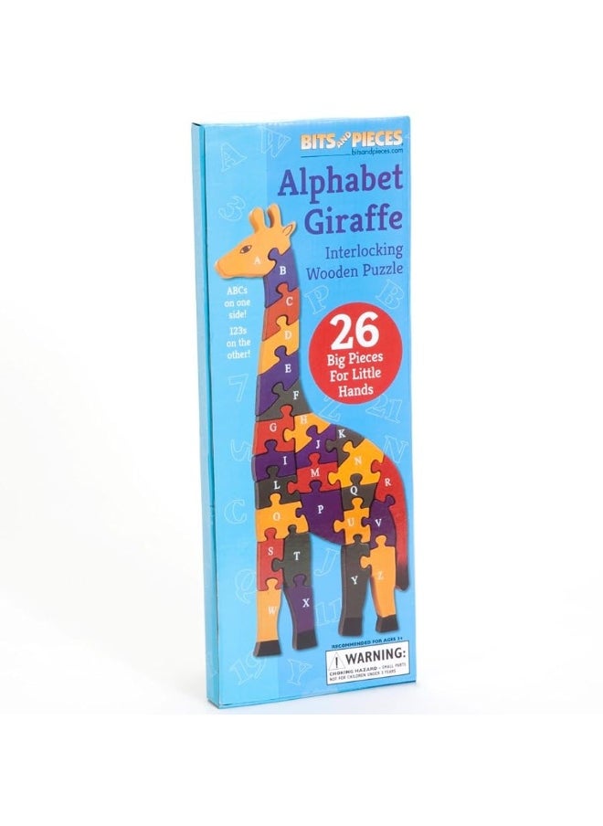 Bits and Pieces - Bits and Pieces  Wooden Alphabet Giraffe Puzzle  Learn ABCs and 123s  Colorful Large 34 Inch Thick NonToxic Paint - Image 1