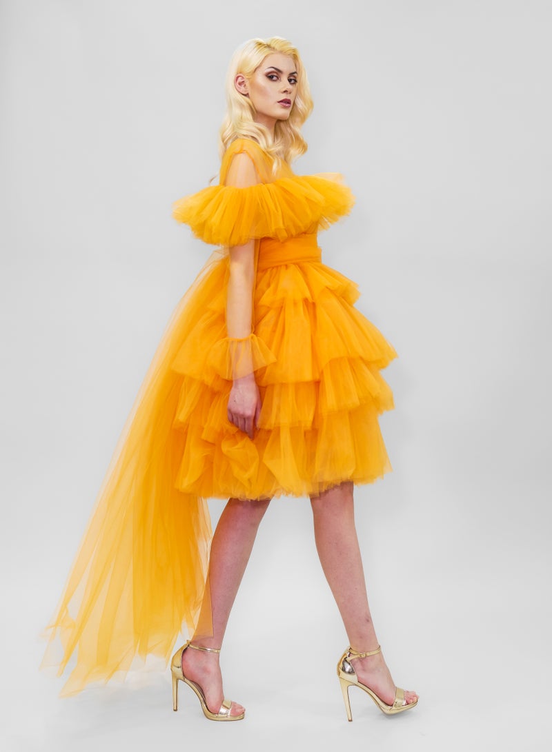 BITOLIA GALLERY Mini Orange Ballerina Tulle Dress - Image 5