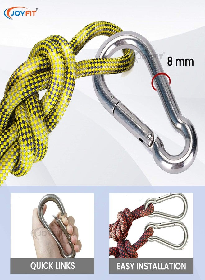 Joyfit Carabiner Clip Set - Stainless Steel Clips. for Cable Machines, Resistance Tubes, Camping, Travelling Heavy Duty Carabiner Clips Assorted Sizes. [1 Pair] (Silver, 80mm) - Image 4