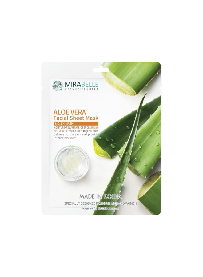 MIRABELLE Aloe Vera Facial Serum Sheet Mask | Hydrates & Calms Redness | (Pack Of 1), 25Ml - Image 1