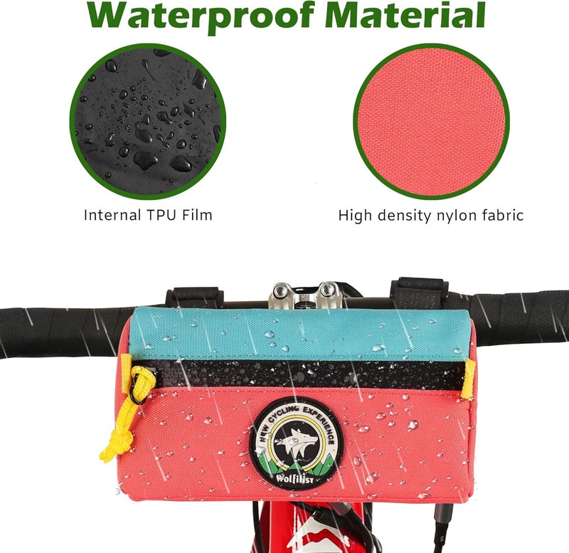 Vortika Bike Handlebar Bag,Kids Bicycle Front Basket Pack,Waterproof Bikes Bag,Small Bicycle Handle Bar Bag for Boys Girls Men Women (Pink+Cyan) - Image 4