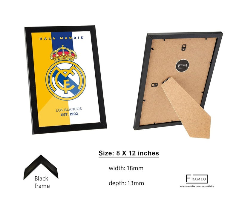 FRAMEO STORE Real Madrid Glass frame Hala Madrid wall art framed poster A4 size 8 X 12 Inches - Image 4