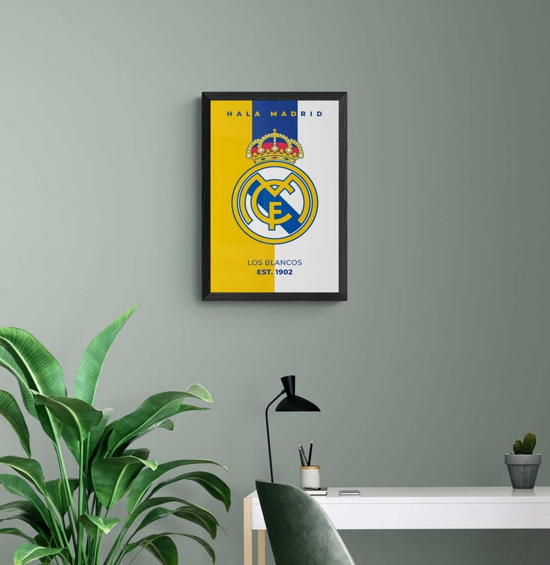 FRAMEO STORE Real Madrid Glass frame Hala Madrid wall art framed poster A4 size 8 X 12 Inches - Image 3