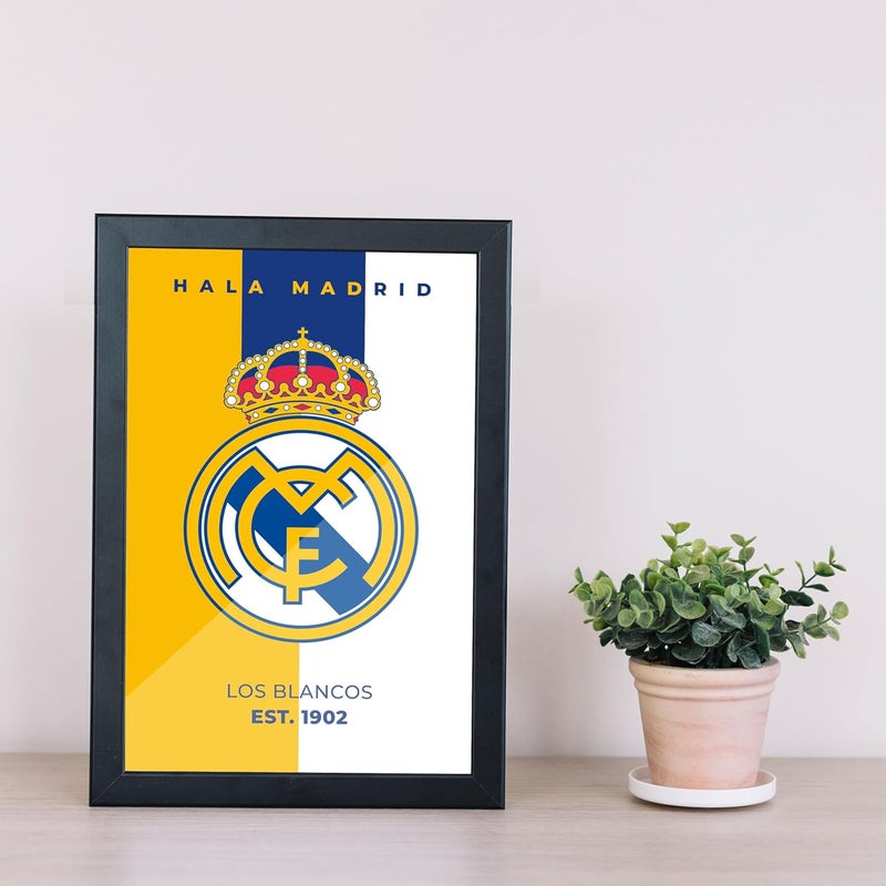 FRAMEO STORE Real Madrid Glass frame Hala Madrid wall art framed poster A4 size 8 X 12 Inches - Image 2