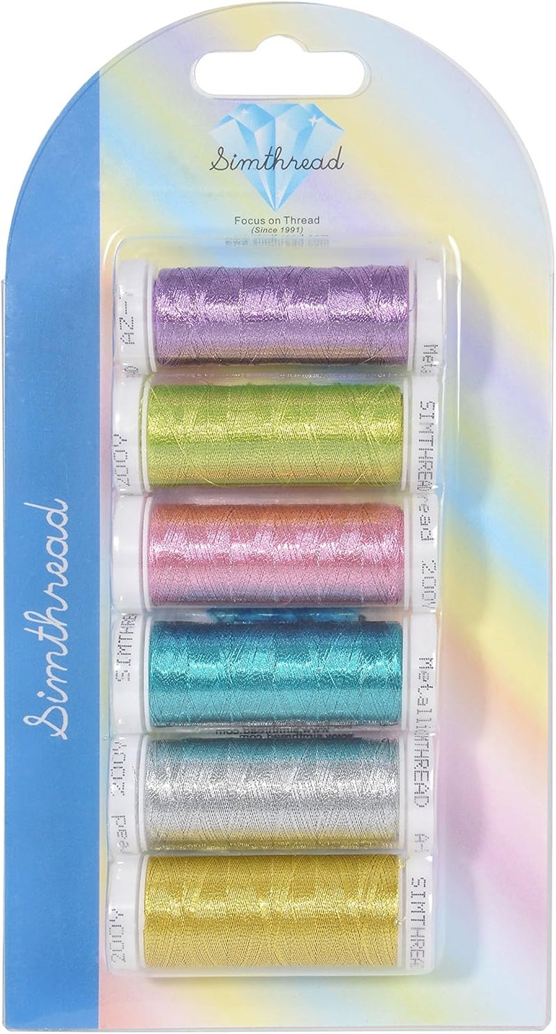 simthread 6 Assorted Colors Metallic Machine/Hand Embroidery Thread 200 Yards Ea for Janome Brother Pfaff Babylock Singer Bernina Husqvaran & Most Home Embroidery Machines Special Embroidery Designs - Image 4