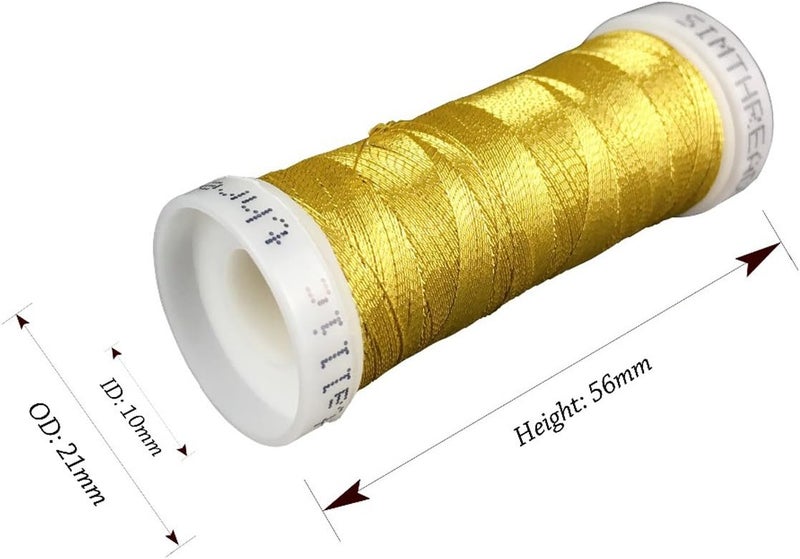 simthread 6 Assorted Colors Metallic Machine/Hand Embroidery Thread 200 Yards Ea for Janome Brother Pfaff Babylock Singer Bernina Husqvaran & Most Home Embroidery Machines Special Embroidery Designs - Image 2