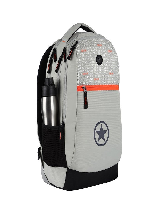 Gear Rockstar 34L Large Water Resistant 5 Compartment School Backpack/College Bag for Boys/Girls/Men/Women (Light Grey) - Image 2